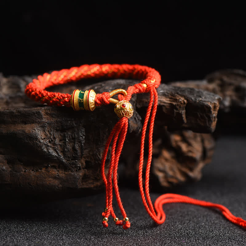 Nimara Ritual Tibetan Handmade Luck Prayer Wheel Bead Charm Weave Colorful String Bracelet