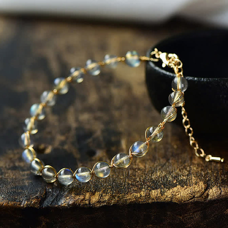 Nimara Ritual Natural Moonstone 14K Gold Plated Healing Positive Bracelet