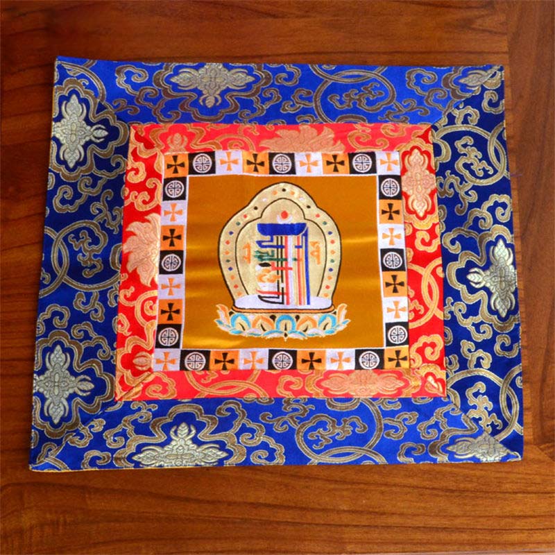 Nimara Ritual Prayer Altar Mat Meditation Strength Endless Knot Vajra Man-Bcu Kalachakra Auspicious Symbols
