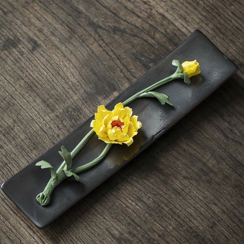 Nimara Ritual Lotus Peony Rose Flower Ceramic Spiritual Incense Burner