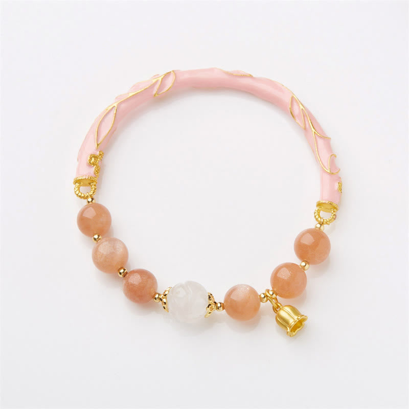 Nimara Ritual Sun Stone Golden Silk Jade Lily of the Valley Charm Positive Bracelet Bangle