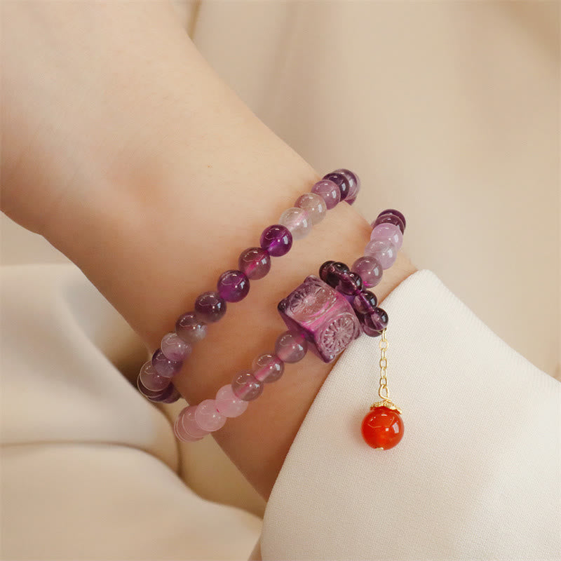 Nimara Ritual Natural Amethyst Citrine Positive Transformation Double Wrap Bracelet