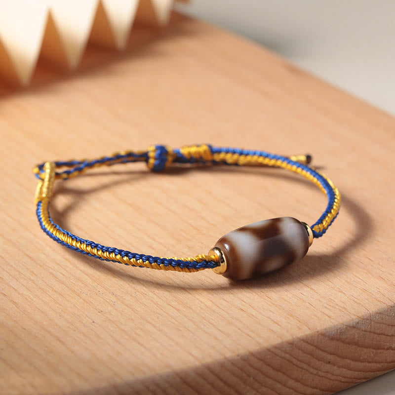 Nimara Ritual Tibetan Three-eyed Dzi Bead Luck Happiness Bracelet