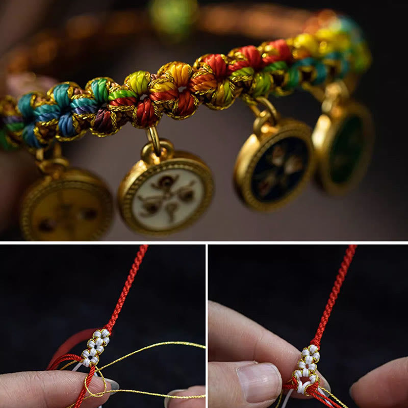 Nimara Ritual Tibetan Colorful Rope Five God Of Wealth Luck Braid Bracelet