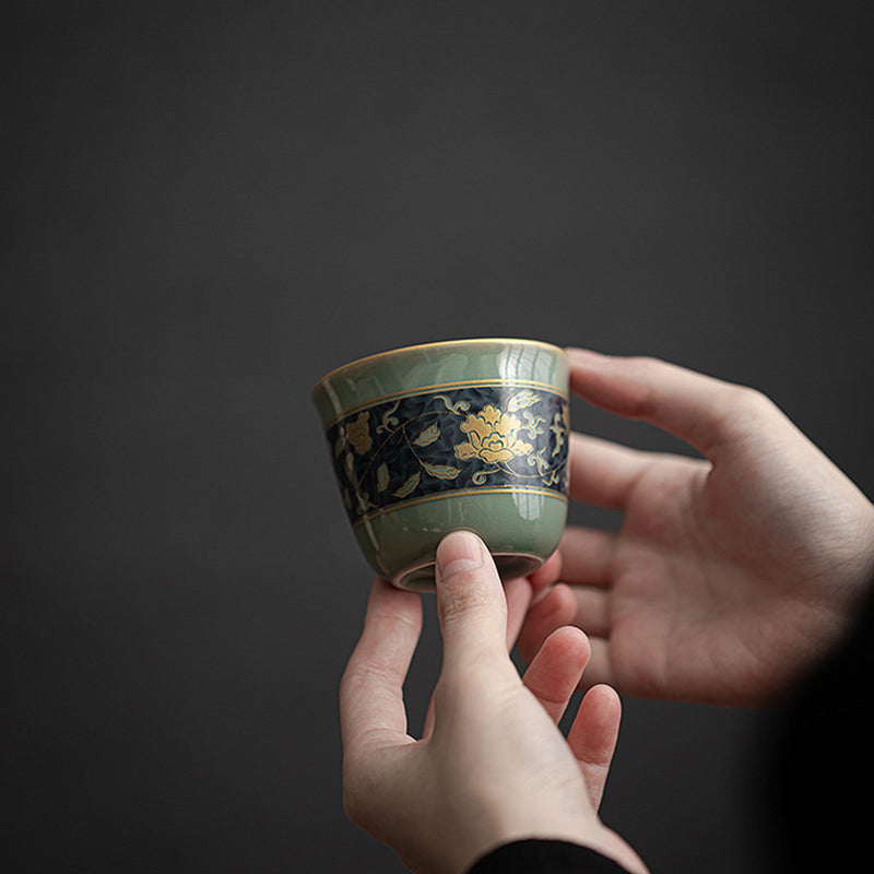 Nimara Ritual Butterfly Flower Lotus Koi Fish Plum Blossom Ceramic Teacup Kung Fu Tea Cup 100ml