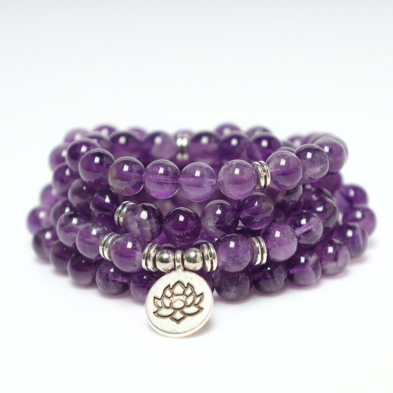 Nimara Ritual Natural Amethyst Purification Mala Bracelet