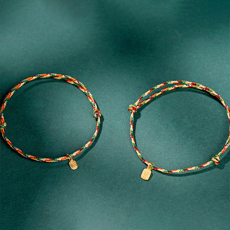 Nimara Ritual Auspicious Fu Character Peace And Joy Luck Handmade Multicolored Child Adult Bracelet