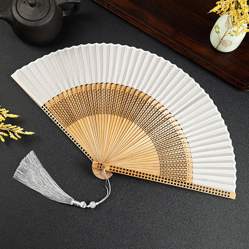 Nimara Ritual Vintage Handheld Folding Fan With Bamboo Frames