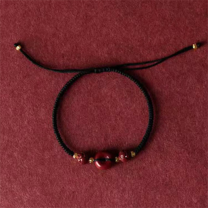 Nimara Ritual Handmade Lotus Cinnabar Peace Buckle Blessing Braid Bracelet