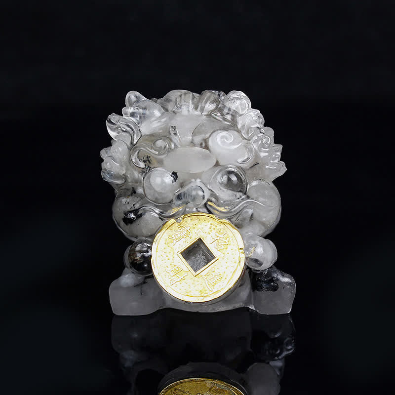 Nimara Ritual Handmade Cute PiXiu Gold Coin Crystal Fengshui Energy Wealth Fortune Home Decoration