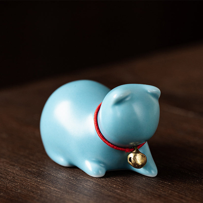 Nimara Ritual Mini Small Cute Cat Tea Pet Ceramic Home Desk Figurine Decoration