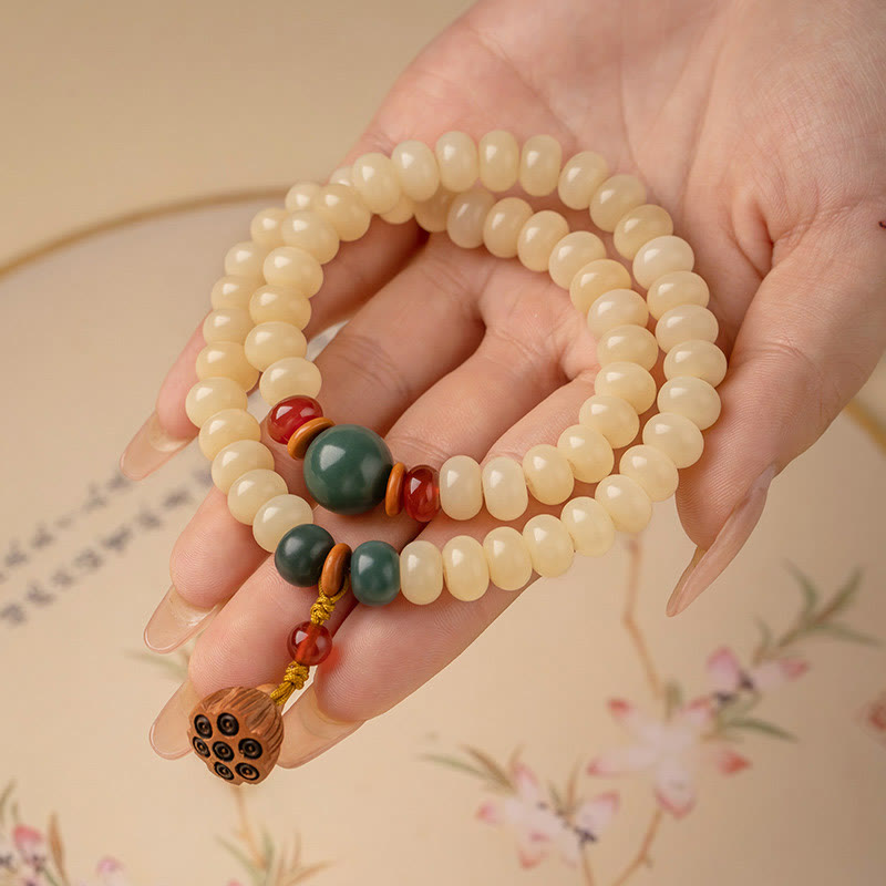 Nimara Ritual Bodhi Seed Lotus Pod Charm Peace Double Wrap Bracelet