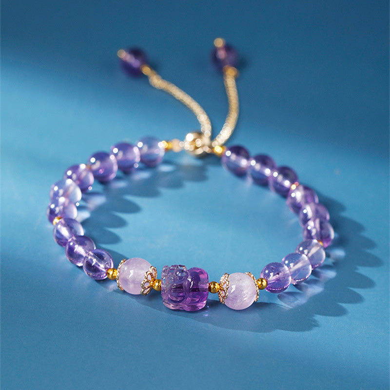 Nimara Ritual Aquamarine Strawberry Quartz Amethyst Moonstone PiXiu Healing Bracelet