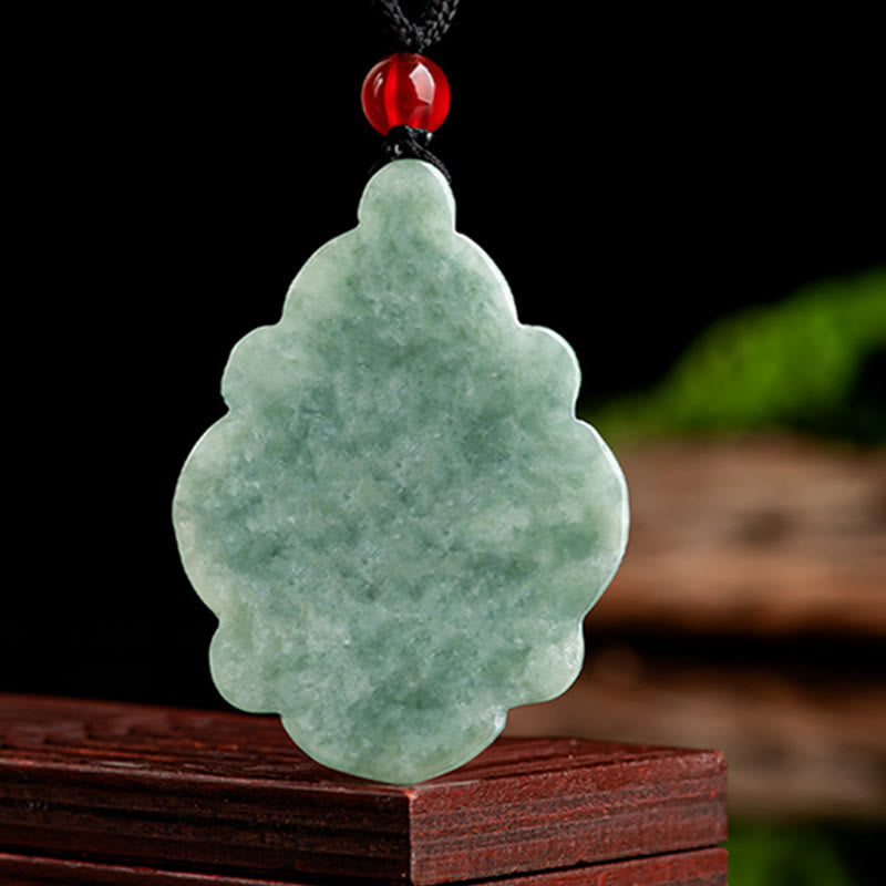 Nimara Ritual Natural Jade Kalanchoe blossfeldiana Flower Pattern Luck Necklace Pendant