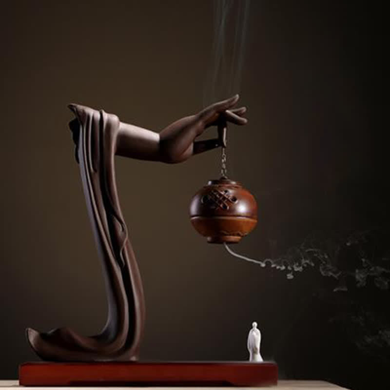 Nimara Ritual Tibetan Lotus Blessing Ceramic Incense Burner Decoration