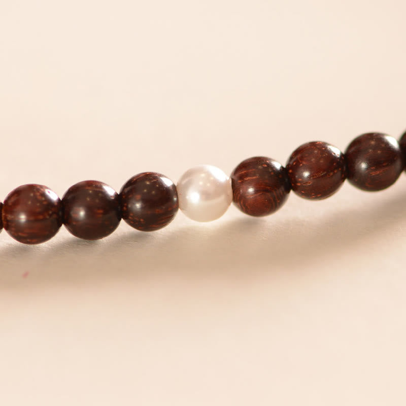 Nimara Ritual 925 Sterling Silver Indian Small Leaf Red Sandalwood Fu Character Protection Triple Wrap Bracelet