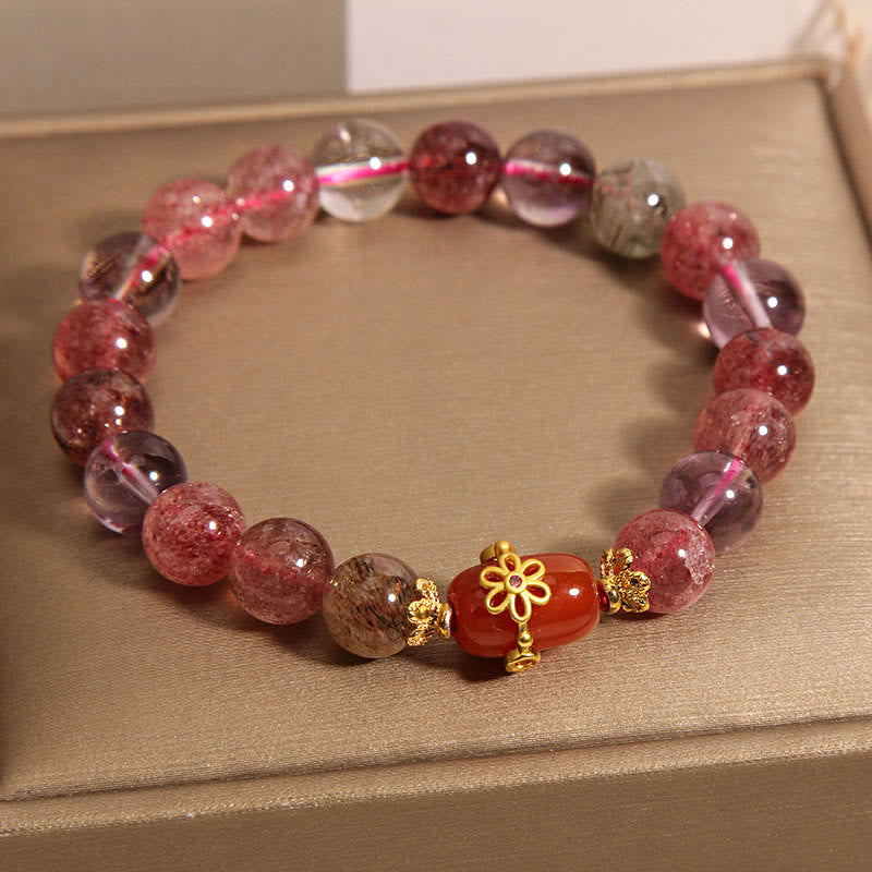Nimara Ritual Natural Super Seven Crystal Red Agate Positivity Bracelet