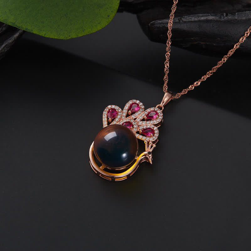 Nimara Ritual Peacock Amber Fortune Love Necklace Pendant Ring