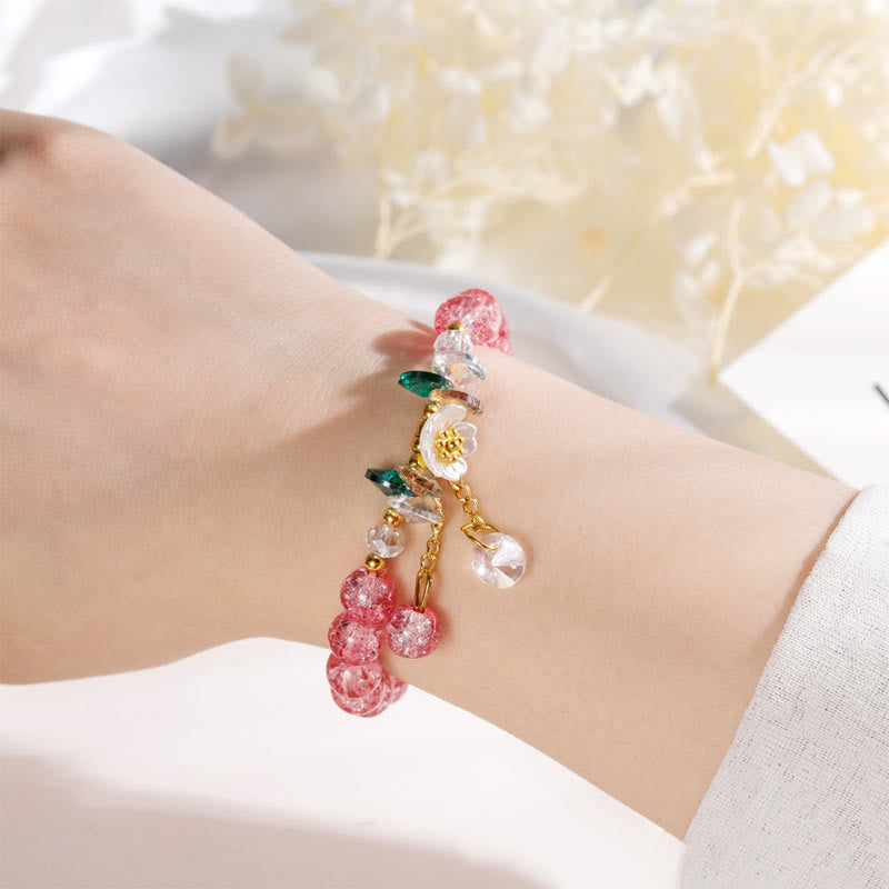 Nimara Ritual Simple Design Flower Charm Glass Bead Bracelet