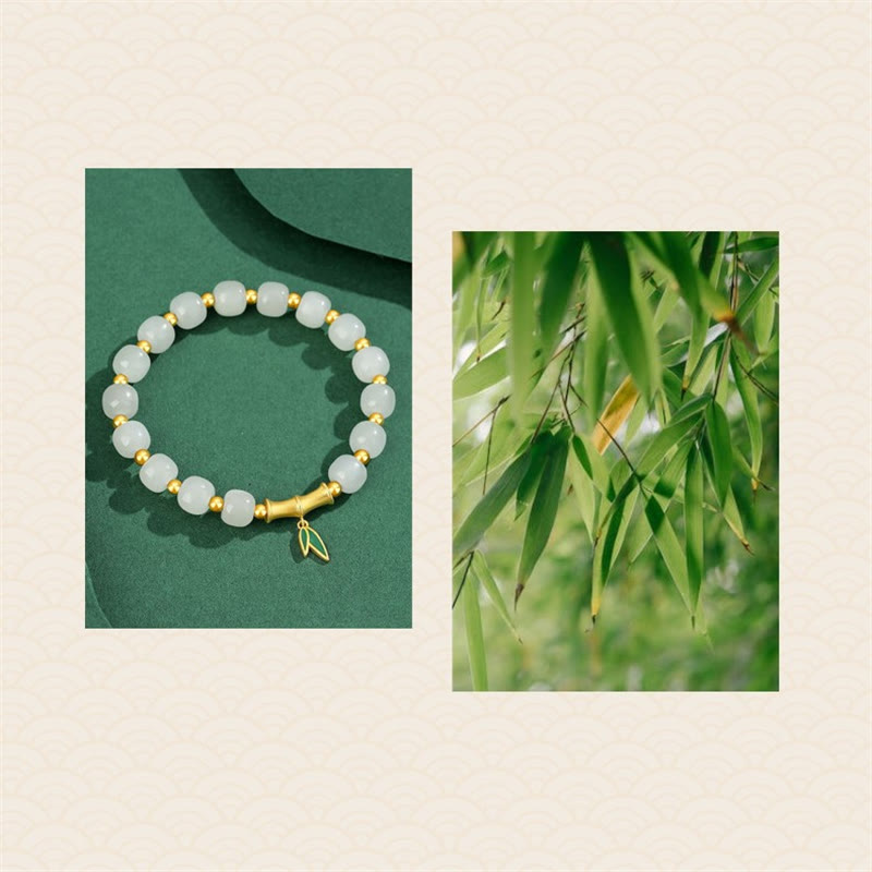 Nimara Ritual 925 Sterling Silver Hetian White Jade Bamboo Luck Bracelet