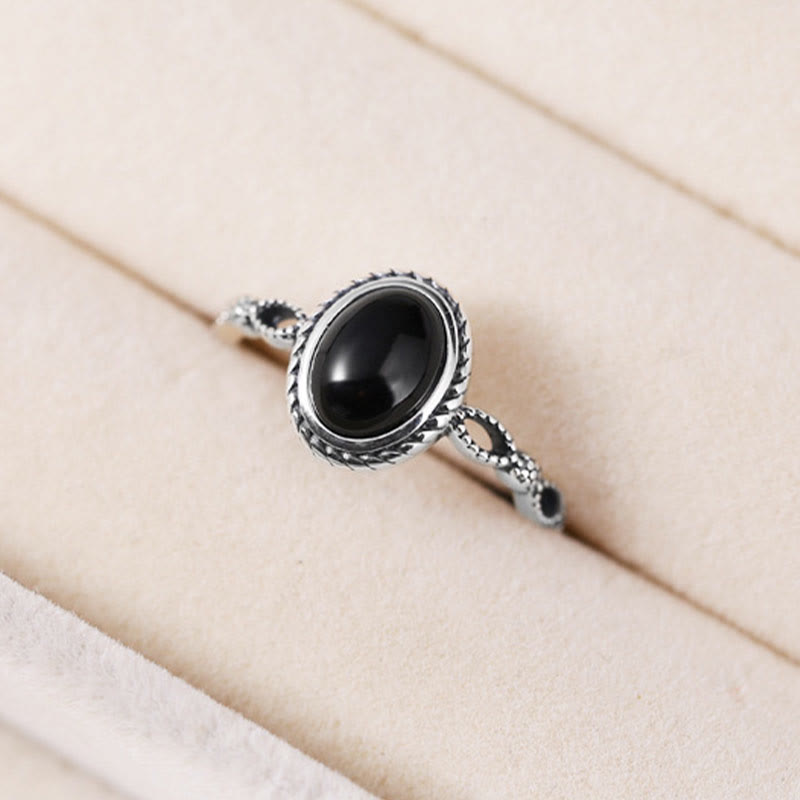 Nimara Ritual 925 Sterling Silver Black Onyx Fortune Ring