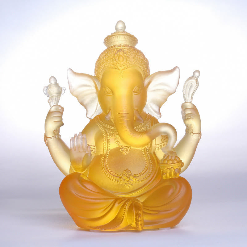 Nimara Ritual Handmade Ganesh Ganpati Elephant Figurine Liuli Crystal Art Piece Protection Statue Home Decoration
