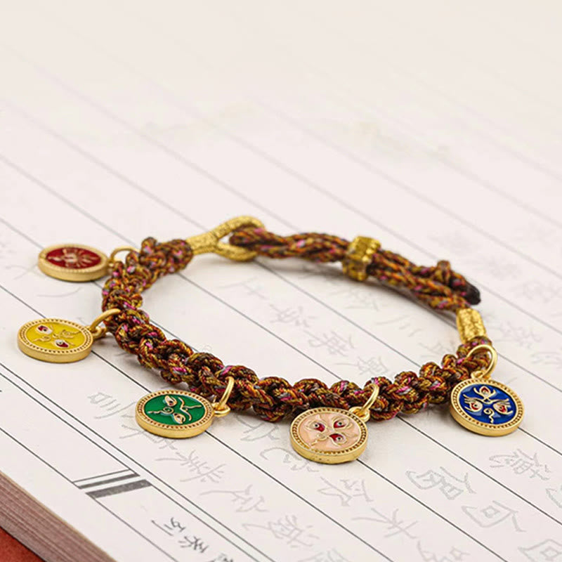 Nimara Ritual Tibetan Five God Of Wealth Thangka Luck Braid String Bracelet