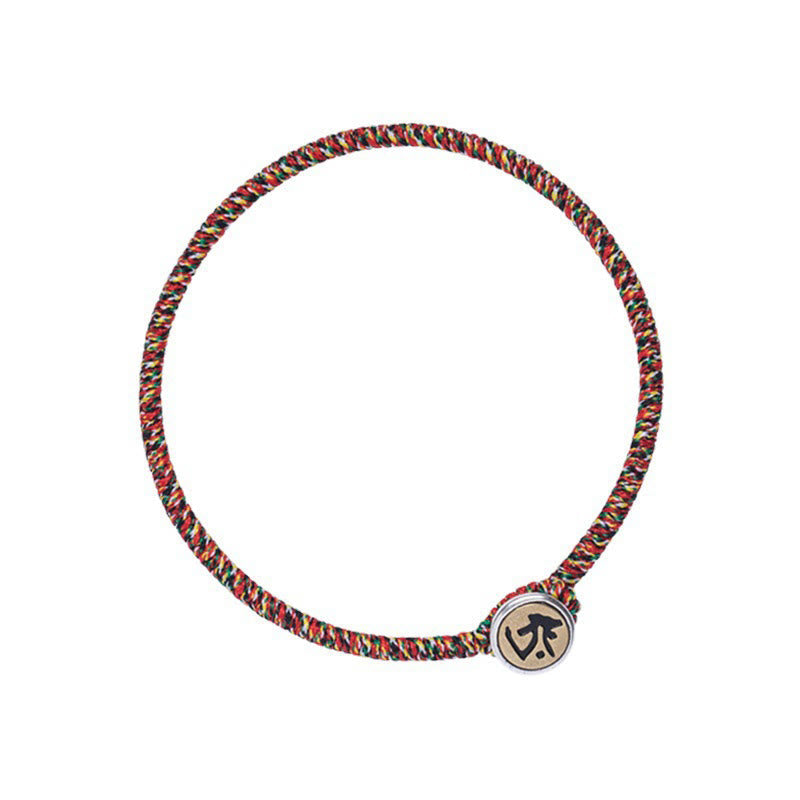 Nimara Ritual Handmade 925 Sterling Silver Chinese Zodiac Natal Buddha Protection Colorful Rope Bracelet