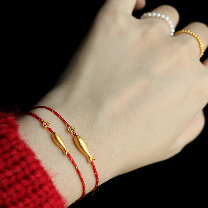 Nimara Ritual 14K Gold Plated Koi Fish Luck Wealth Braided Bracelet