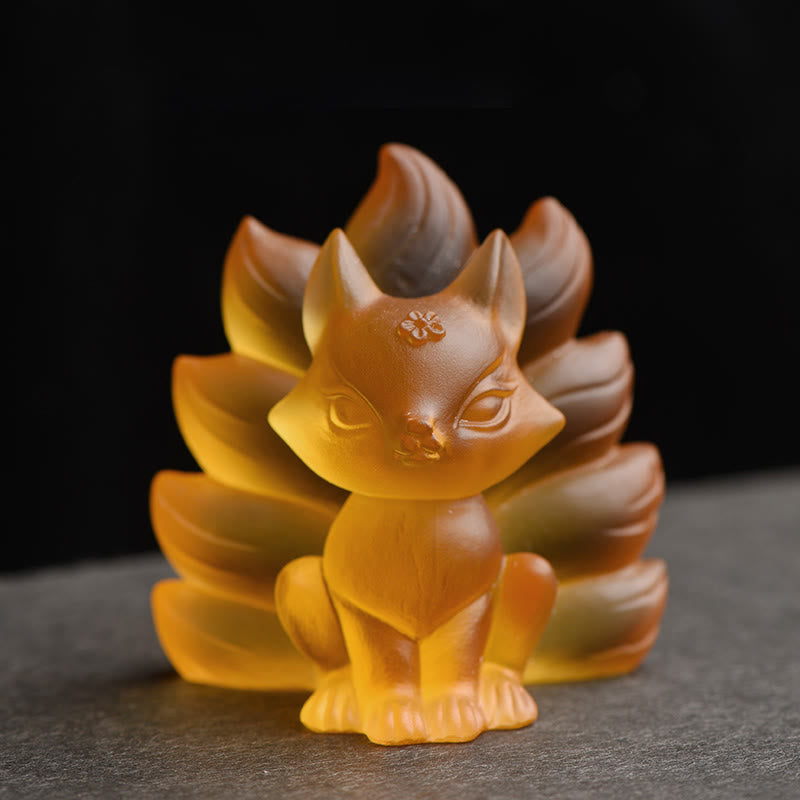 Nimara Ritual Small Nine Tailed Fox Success Strength Home Figurine Decoration