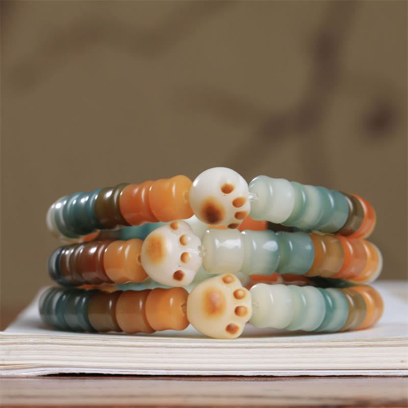 Nimara Ritual Colorful Bodhi Seed Cat Paw Wisdom Bracelet