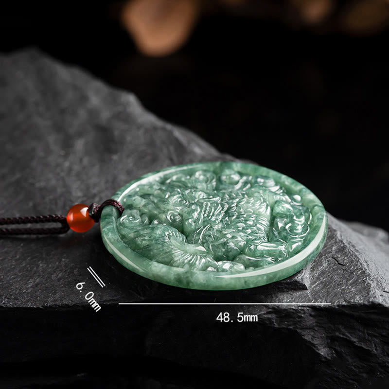 Nimara Ritual Natural Jade Kirin Abundance String Necklace Pendant
