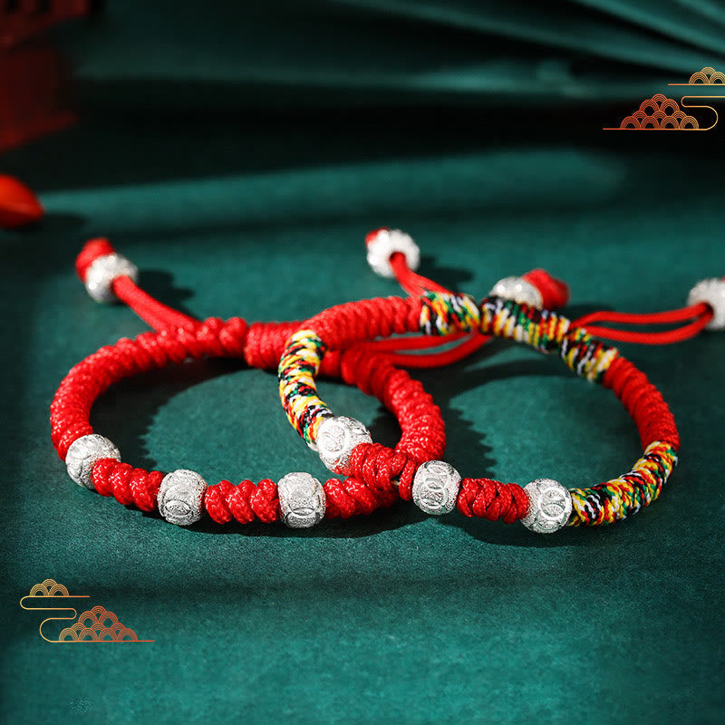 Nimara Ritual 925 Sterling Silver King Kong Knot Multicolored Red String Strength Handmade Braided Kids Child Bracelet