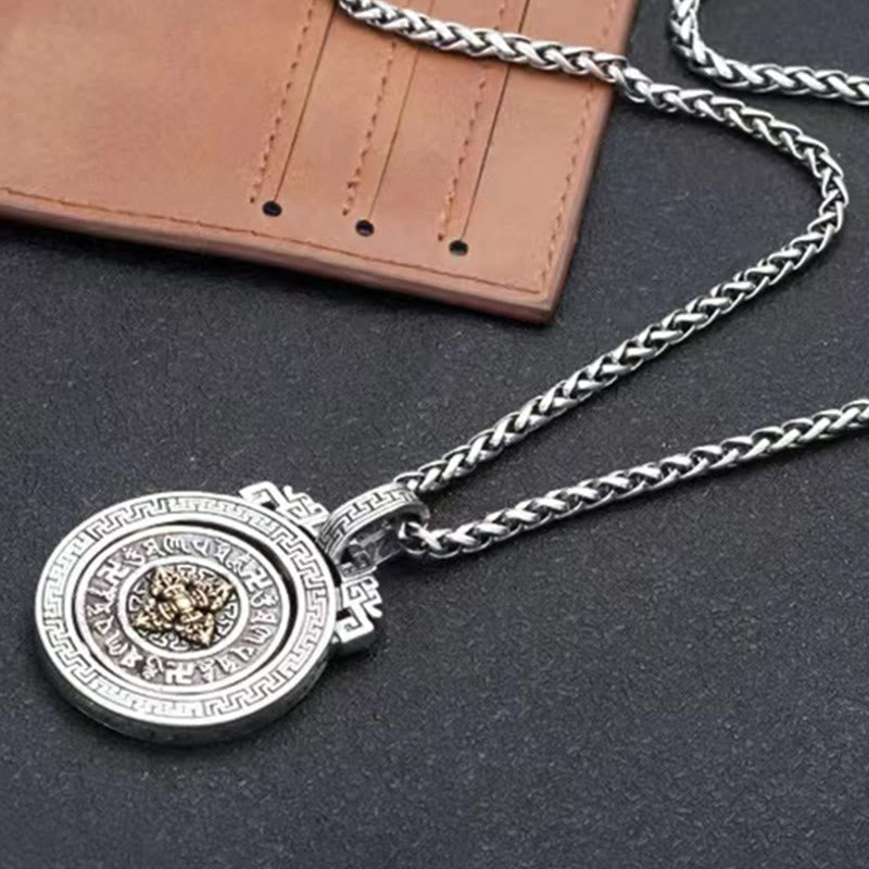 Nimara Ritual Tibetan Om Mani Padme Hum Double Dorje Vajra Rotatable Purity Peace Necklace Pendant