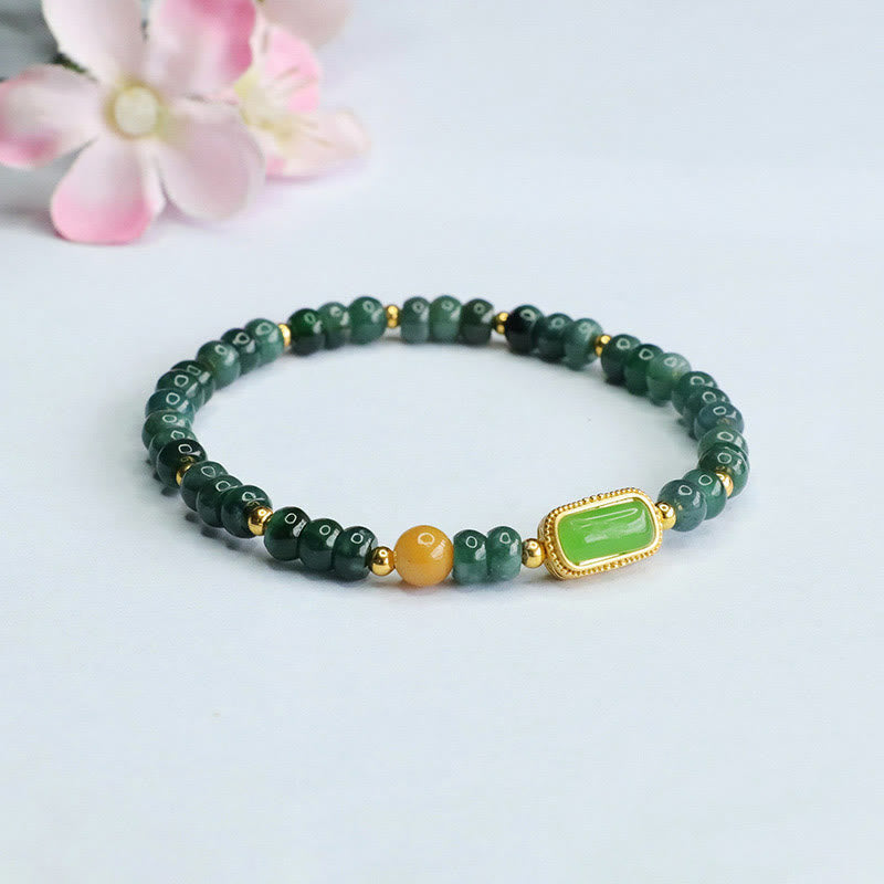 Nimara Ritual Natural Green Jade Topaz Luck Bracelet
