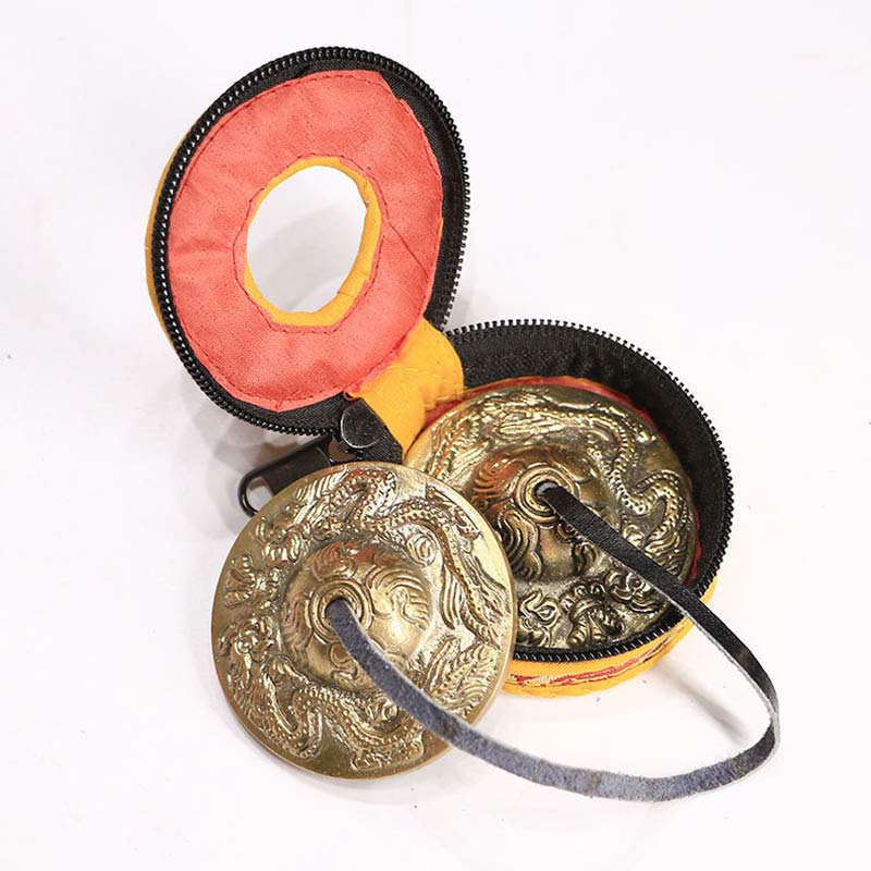 Nimara Ritual Tibetan Tingsha Bell Six True Words Dragon Copper Balance Decoration With Bag