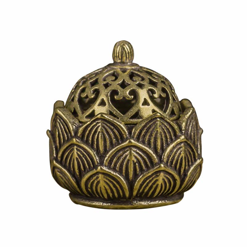 Nimara Ritual Tibetan Mini Lotus Pattern Meditation Copper Incense Burner