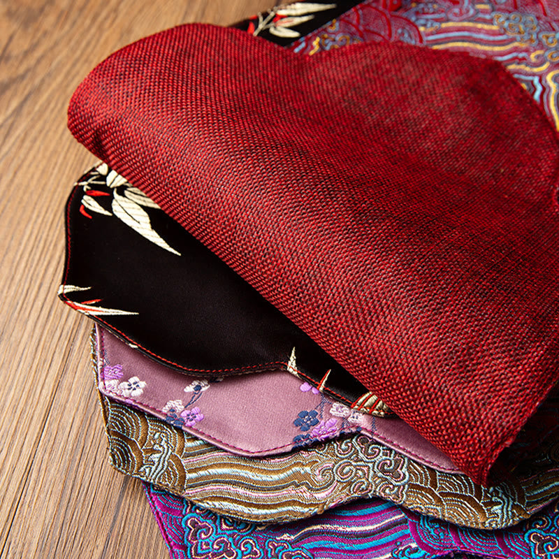 Nimara Ritual Sea Wave Bamboo Plum Blossom Brocade Embroidery Cup Mat Pad Tea Cup Coaster Kung Fu Tea Mat