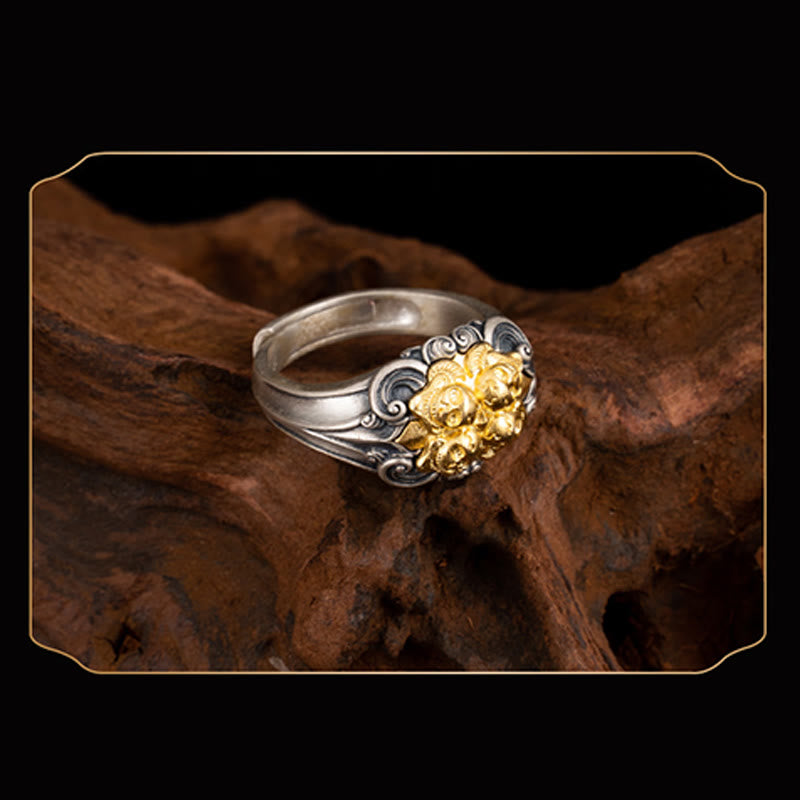Nimara Ritual 925 Sterling Silver Tibetan Skull Protection Adjustable Ring