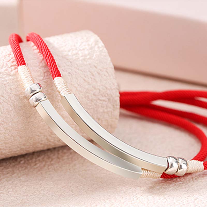 Nimara Ritual 925 Sterling Silver Red String Layered Braid Bracelet