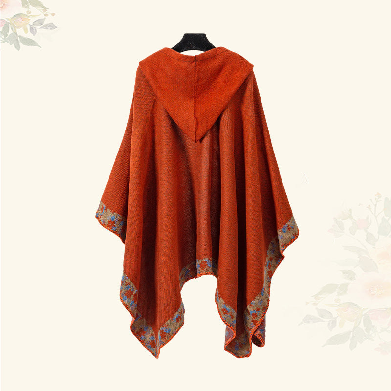 Nimara Ritual Tibetan Shawl Border Small Floral Flower Hooded Cloak Winter Cozy Travel Scarf Wrap
