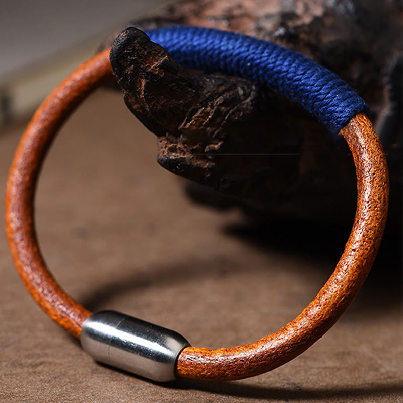 Nimara Ritual Tibetan Leather Handmade Five Elements Luck Braid String Buckle Bracelet