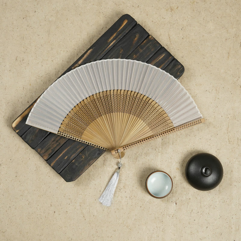 Nimara Ritual Vintage Handheld Folding Fan With Bamboo Frames