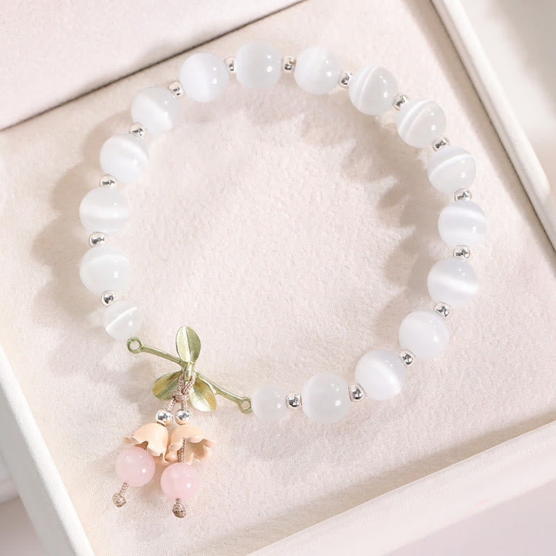 Nimara Ritual Cat's Eye Green Aventurine Blue Chalcedony Pink Crystal Peace Orchid Charm Bracelet