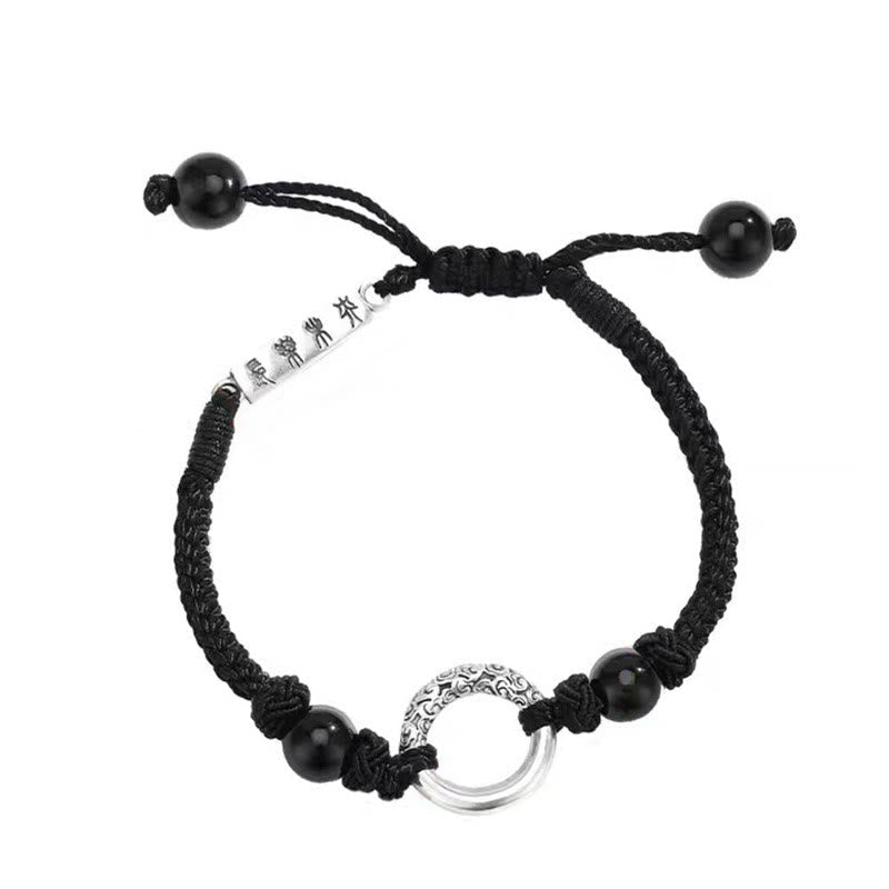 Nimara Ritual 925 Sterling Silver Black Onyx Peace Buckle Protection Bracelet