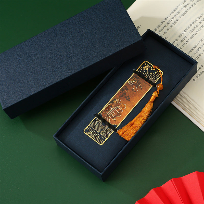 Nimara Ritual A Panorama of Rivers and Mountains Metal Hollow Bookmarks Tassel With Gift Box