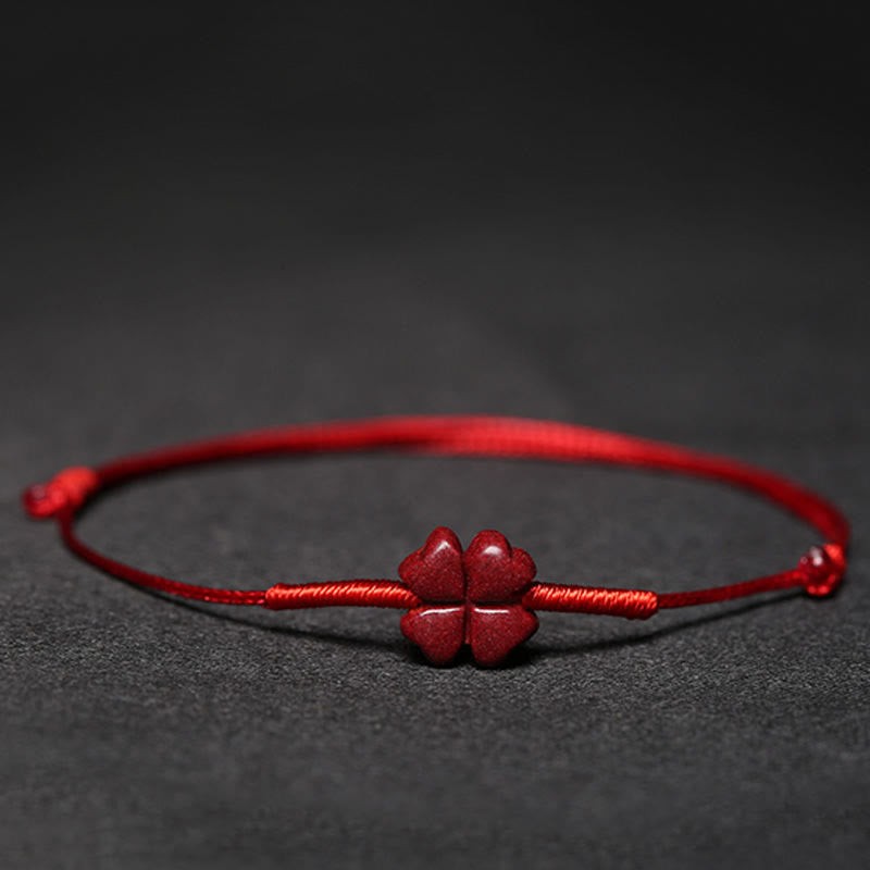 Nimara Ritual Handmade Plum Blossom Four Leaf Clover PiXiu Lotus Koi Fish Cinnabar Blessing Braid Bracelet