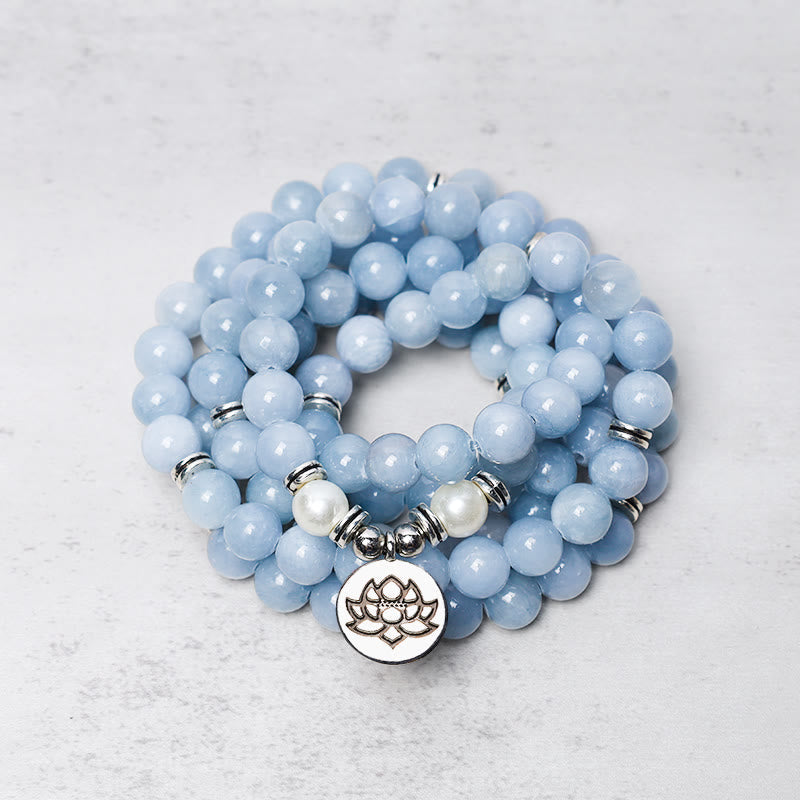 Nimara Ritual 108 Mala Beads Aquamarine Healing Bracelet