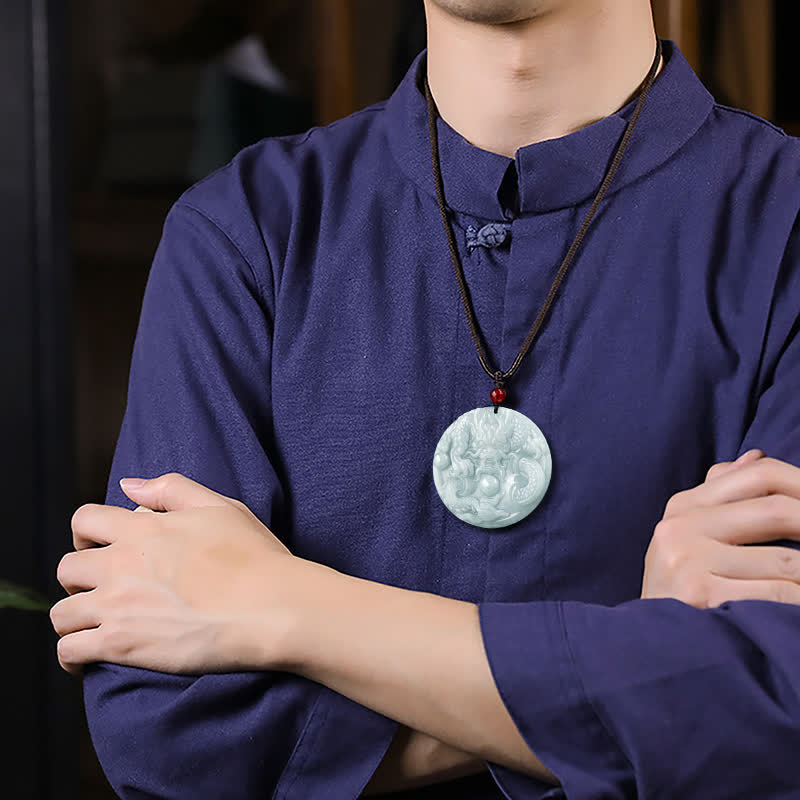 Nimara Ritual Chinese Zodiac Dragon Jade Success Amulet String Necklace