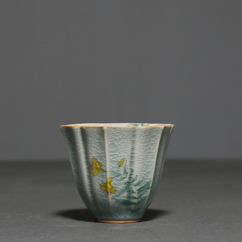 Nimara Ritual Loquat Dogwood Hawthorn Morning Glory Ceramic Teacup Kung Fu Tea Cup